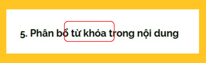 Sử dụng từ khóa trong heading.