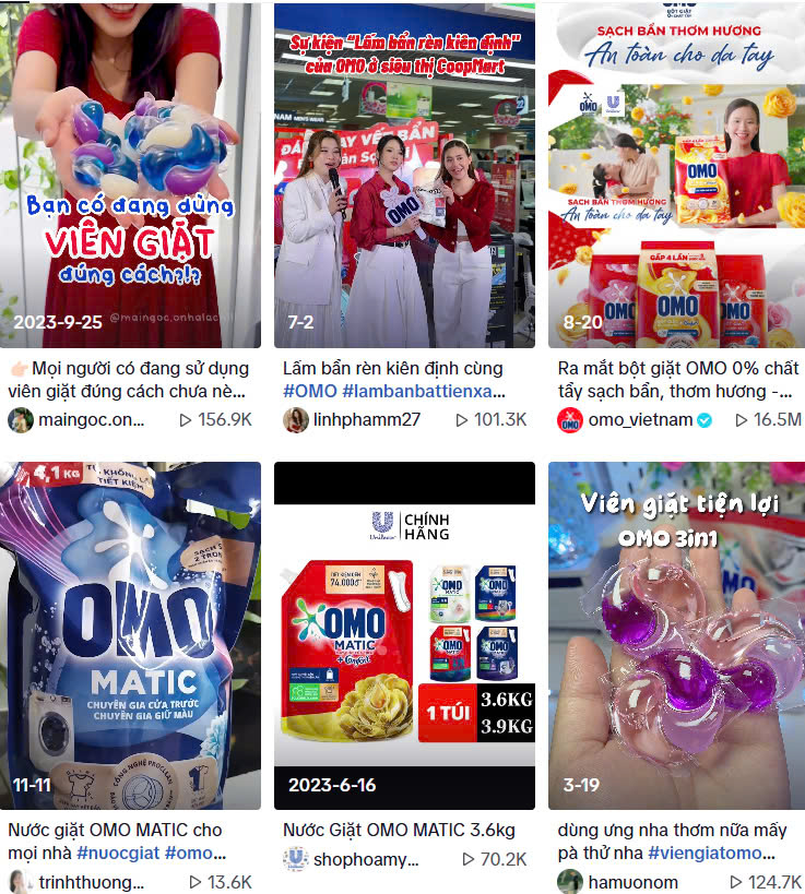 Thương hiệu OMO cũng tận dụng sức mạnh của video ngắn trên nền tảng TikTok để quảng bá thương hiệu 