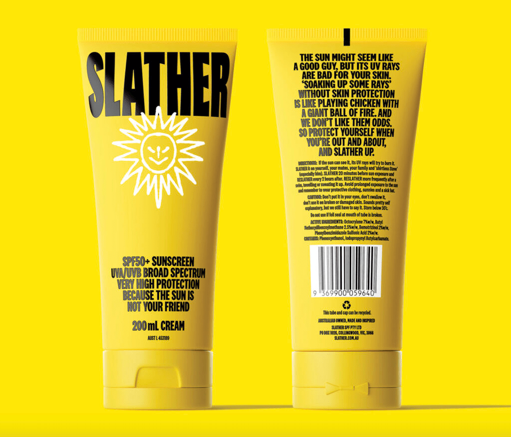 Slather – Với cách sử dụng từ ngữ táo bạo, mang tính đối thoại, khiến người xem phải dừng lại suy ngẫm. Ảnh: Looka